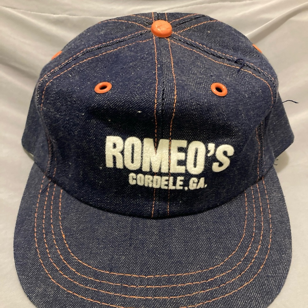 Denim Cap with Orange Accents